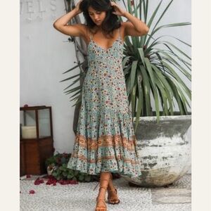 🌹NWT Large Bohemian Jaase Orange A-Line Maxi Skirt Summer Resort Wear